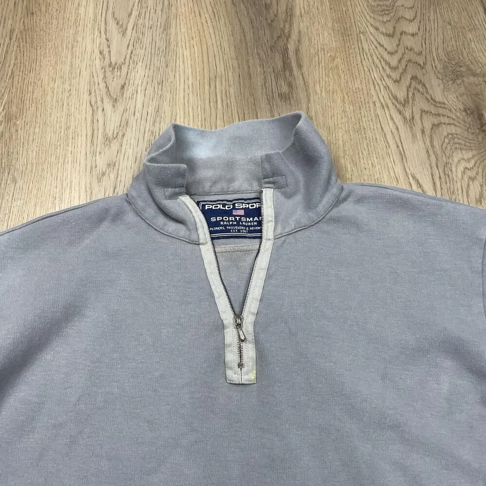 Polo Sport Pullover Mens Medium Sportsman 1/4 Zip Ralph Lauren Patch Vintage